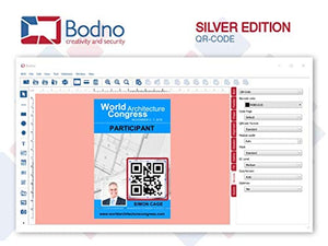 Bodno ID Card Software Program for PC & MAC - Design & Print Photo ID Cards and Gift/Loyalty Cards - Silver Edition