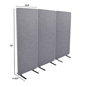 S Stand Up Desk Store ReFocus™ Raw Freestanding Acoustic Room Divider 3 Pack - Castle Gray, 24" X 62