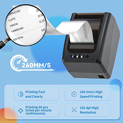 Thermal Receipt Printer, Itari POS Printer Support USB/Serial/Ethernet(LAN) and Cash Drawer for Android, Windows, Mac, Linux and Chromebook with Auto-Cutter and Alarm Reminder (Black)