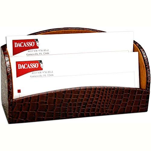 Dacasso Brown Crocodile Embossed Leather Desk Set, 7-Piece