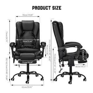 None Executive Massage Office Chair with Footrest