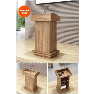 CAMBOS Lectern Podium Stand with 2 Layer Storage Shelf