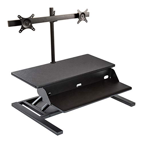 Stand Up Desk Store AirRise Pro 2.0 Two Tier Standing Desk Converter with Dual Monitor Mount (Black, 32")