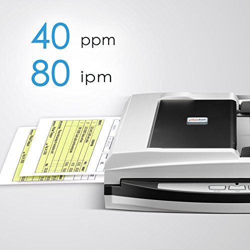 Plustek PL4080 - High Speed Versatile Scanner, Flatbed + ADF All in one. with 50 Sheet Document Feeder and A4 Size Flatbed scan Special Design Suit for Multi Folded documents.