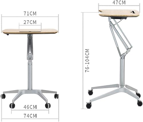 Pneumatic Height Adjustable Sit-Stand Mobile Laptop Computer Desk Cart
