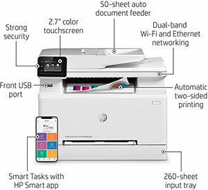 HP Laserjet Pro MFP M283cdw Wireless All-in-One Color Laser Printer, Mobile Print, Scan, Copy, Fax, Duplex Print, 22ppm, 2.7" Touchscreen, Wi-Fi - WULIC Printer Cable