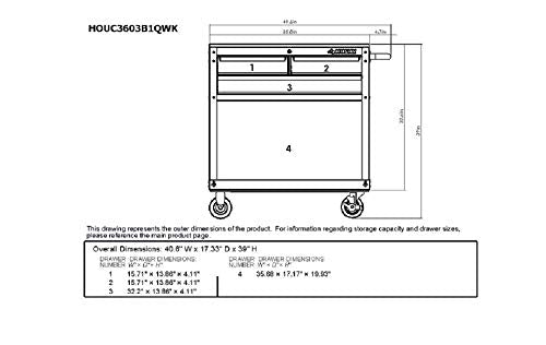 Husky 36 in. 3-Drawer Rolling Tool Cart with Wood Top, Black