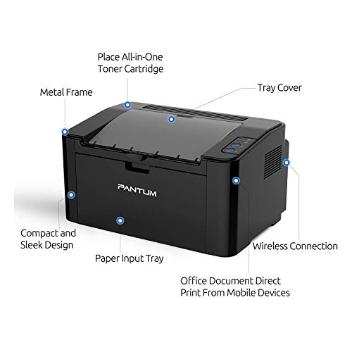Pantum Mini Monochrome Laser Printer for Home Office School Student Mobile Wireless Printing- Small Laserjet P2502(D1m0n)