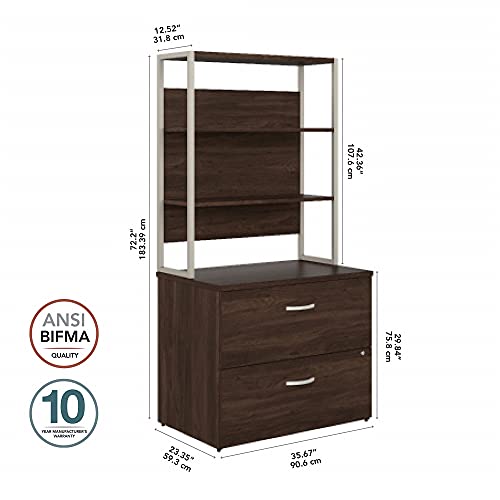 Bush Business Furniture Hybrid 2 Drawer Lateral File Cabinet with Shelves, White