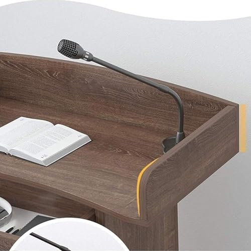 CAMBOS Lectern Podium Stand with Drawer and Storage - Wooden Standing Reception Desk Pulpit