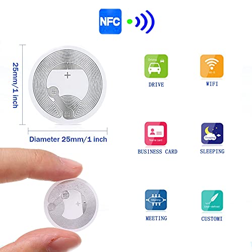 NFC NTAG213 Stickers/Tag/Adhesive Label RFID Tags with NTAG213 Chip 180 Bytes Fast Read/Write/Lock Compatible with All NFC-Enabled Smartphones and Devices (1000PCS)