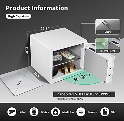 KAPUCI Modern Minimalism Design Biometric Fingerprint Touch Screen Safe, Auto-Open Safe Box with Digital Virtual Password,Safety Steel Household Home Safes,Suitable for Wardrobe,Bedroom,Home,Office,Hotel, Handgun, Jewelry(New Version)