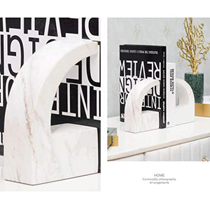 FXJ Nordic Style Book Ends, Book Ends for Shelves, Decorative Bookends for Heavy Books, Non-Skip Metal Bookends for School, Home Or Office Home Office Supplies Versatility Organizer (Color : White)