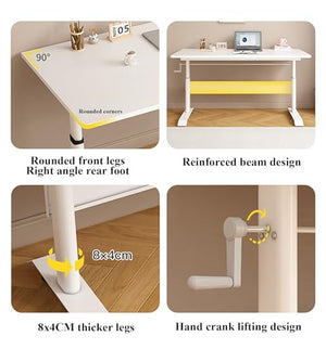 None Portable Standing Desk with Ergonomic Handle Lift, Height Adjustable 24.8-33", Additional Crossbeams, Modern Computer Workstations (Style 2, L140cm x W70 x H63-84cm)