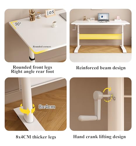 None Portable Standing Desk with Ergonomic Handle Lift, Height Adjustable 24.8-33", Additional Crossbeams, Modern Computer Workstations (Style 2, L140cm x W70 x H63-84cm)