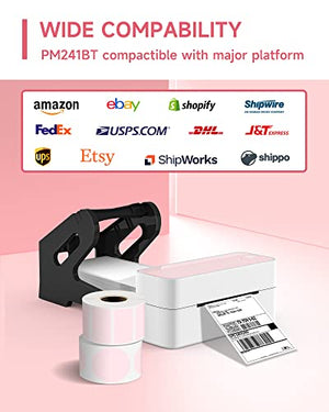 Bluetooth Thermal Label Printer - Wireless Label Printer, High-Speed Shipping Label Printer, Support iPhone, iPad, Android and Windows, Pink Label Printer for Ebay, Amazon, Canva, Etsy, USPS, UPS