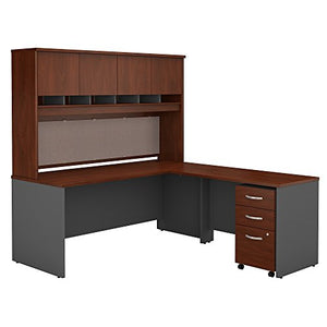 Bush Business Furniture Series C 72W L Shaped Desk with Hutch and Mobile File Cabinet in Hansen Cherry