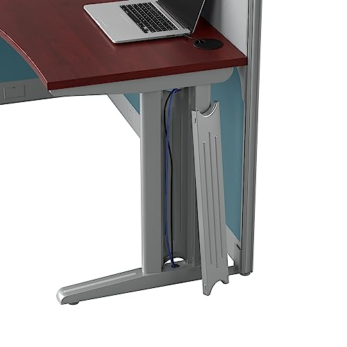 Bush Business Furniture Office in an Hour Double Workstation Set with Storage and Privacy Panels | 2 Person Commercial Desk, Hansen Cherry