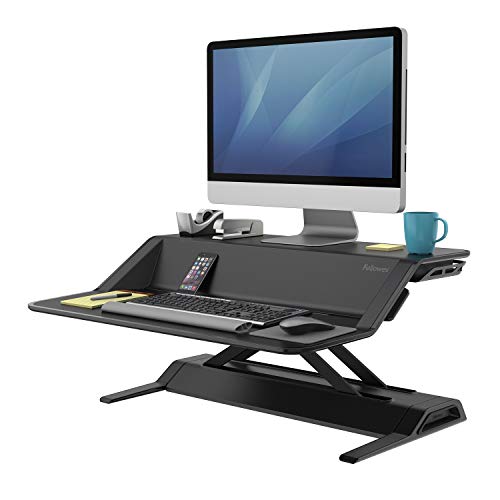Fellowes Lotus Sit-Stand Workstation Desk, Adjustable, Pre-Assembled, Black