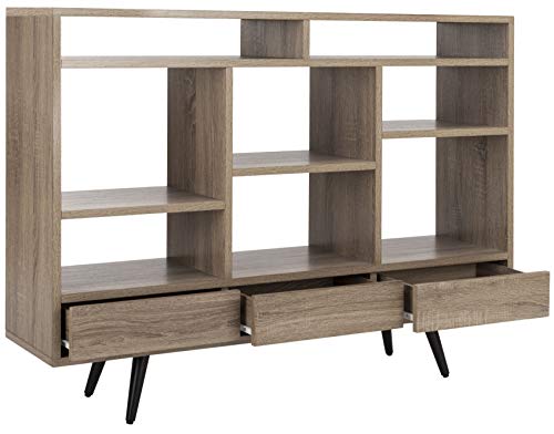 Safavieh FOX4279A Home Collection Marina Retro Mid Century Wood Etagere, Oak and Black