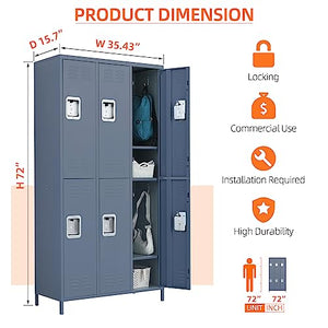 Aobabo Metal Office Storage Lockers - 6 Door Cabinet, 72" Tall - Employee/Home Office/Gym/School