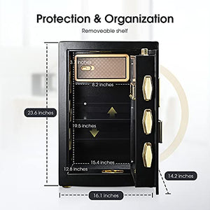 ADIMO Safe, 2.2 Cubic Feet Cabinet Safe Box with Digital Keypad and Key Lock, Built In Cabinet Box, Double Keys, Removable Shelf for Jewelry, Documents, Valuables