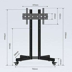 Generic Mobile TV Cart for 32-75 Inch LED Flat Screen - Height Adjustable Rolling Stand