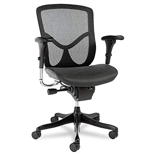 Alera ALEEQA42ME10B EQ Series Ergonomic Multifunction Mid-Back Mesh Chair, Black Base