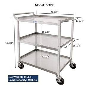 GSW Stainless Steel Utility Cart with Swivel Casters