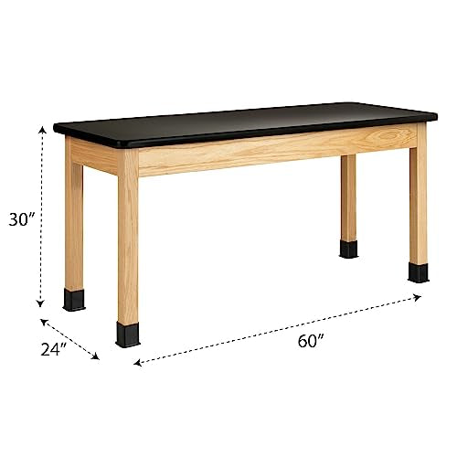 Diversified Woodcrafts Science Lab Table, Black Laminate Top, 60" x 24" x 30", Oak Wood Finish, USA Made