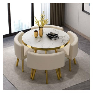 Appleya Round Office Reception Table Set with 4 Chairs, 80cm - Color 06