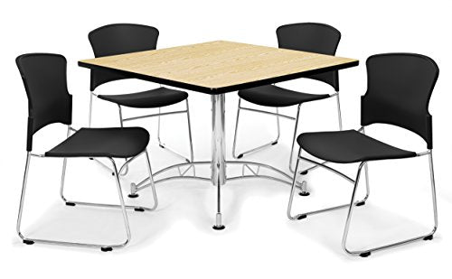 OFM PKG-BRK-11-0014 Breakroom Package, Oak Table/Black Chair