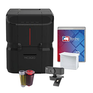 Matica MC320 Direct-to-Card Dual Sided ID Card Printer & Complete Supplies Package with Bodno Bronze Edition ID Software