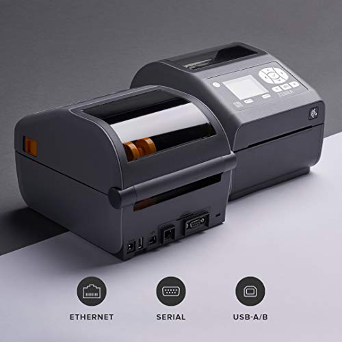 Zebra ZD620d Direct Thermal Desktop Printer with LCD Screen 300 dpi Print Width 4 in Ethernet Serial USB ZD62143-D01F00EZ