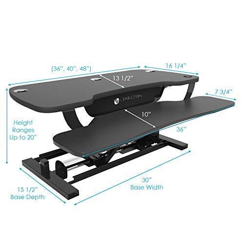 VersaDesk Power Pro - 36" Electric Height-Adjustable Desk Riser - Sit to Stand Desktop with Keyboard and Mouse Tray - Black