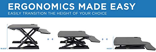Mount-It! Electric Standing Desk Converter, Motorized Sit Stand Desk with Built in USB Port, Ergonomic Adjustable Workstation, Black (MI-7965)
