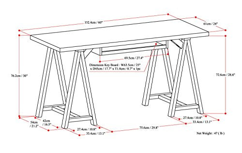 SIMPLIHOME Sawhorse SOLID WOOD Modern Industrial 60 inch Wide Home Office Desk, Writing Table, Workstation, Study Table Furniture in Farmhouse Grey