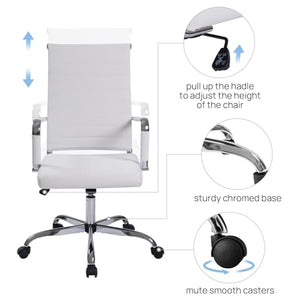 Walmokid Office Task Chair Set of 6, Ergonomic Leather Conference Room Chairs White