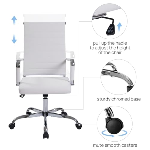 Walmokid Office Task Chair Set of 6, Ergonomic Leather Conference Room Chairs White