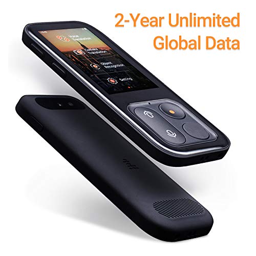 JoneR Voice Language Translator Device, 2-Year Unlimited Global Data, Support Photo Translation, 3.1-inch Touch Screen, 55 Languages +75 Accents Instant Two-Way Portable Translator, Fly, Black