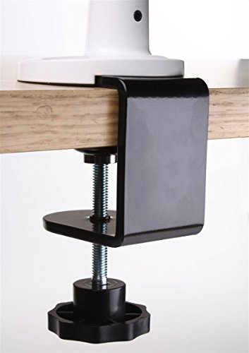 Displays2go, Tablet Desk Holder, Aluminum Construction, Locking Design – White, Black Finish (IPROFLXTDA)