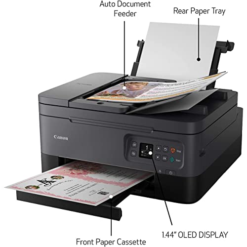 Canon PIXMA TR7020 Inkjet All-in-One Wireless Printer for Photo and Document Fast Printing, Copy & Scan (Black) 4460C002 Home Office Bundle with DGE High Speed USB Print Cable + Business Software Kit