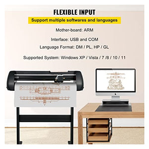 None 28-Inch Vinyl Cutter Plotter 630mm Cutting Width Sign Printer Machine with Stand and LCD Display