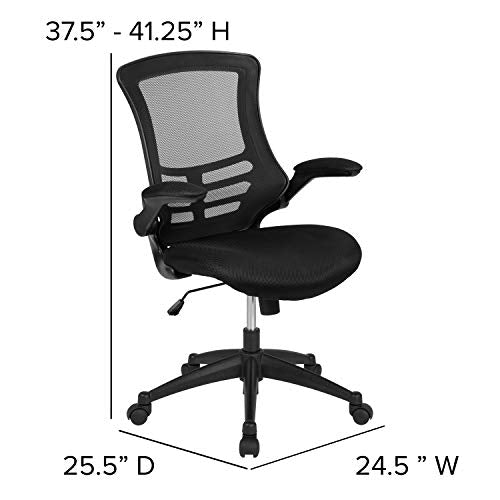 Flash Furniture Mid-Back Swivel Ergonomic Task Office Chairs Set, Black Mesh - Set of 4