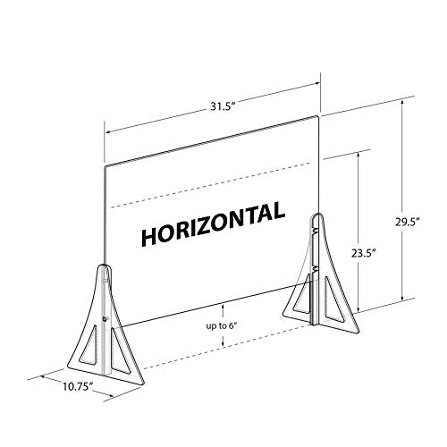 Azar Displays Protective Sneeze Guard for Counter and Desk - Portable Plexiglass Barrier (Pack of 2) - Acrylic Desk Shield Adjustable to Six Heights for Transaction Window. Plastic Shield for Desk