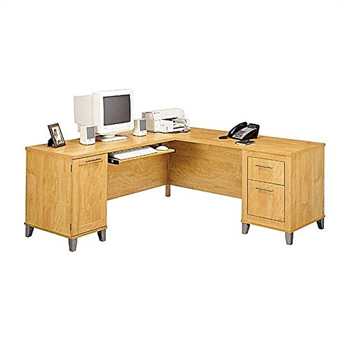 Bush Furniture Somerset 4 Piece 71" L-Shape Office Set in Maple Cross