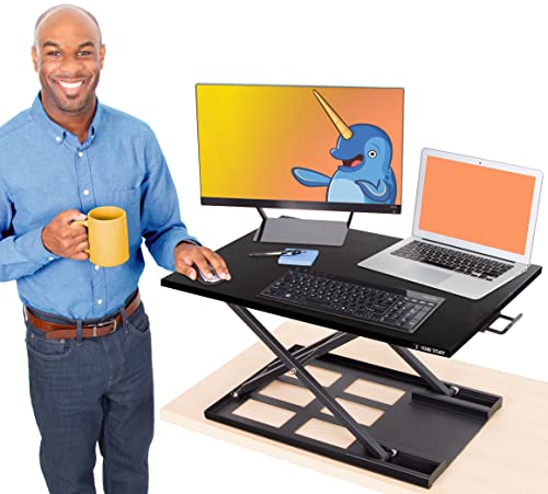 Stand Steady X-Elite Pro Standing Desk Converter | Instantly Convert Any Desk into a Stand Up Desk | Easy Lift Height Adjustable Standing Desk | No Assembly Required (28 x 20 / Black)