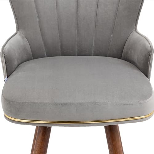 Ergonomic Polyester Bar Stools Set with Footrest and Armrests - Grey Wood Finish
