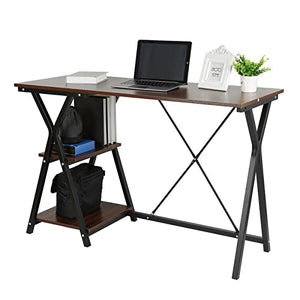 Laptop Desk 47.2" Simple Portable Office Desks PC Desk with Storage Shelves Home Office Laptop Desk Multifunctional Writing Table, Easy to Install Home Office desks