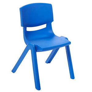 ECR4Kids 12 inch Plastic Stackable Classroom Chairs, Indoor/Outdoor Resin Stack Chairs for Kids, Blue (10-Pack)